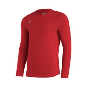 mizuno --youth comp diamond long sleeve crew, red, medium