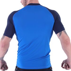 V VICROAD Mens Short Sleeve Rash Guard Swim Shirt Athletic Surfing Tee Sky/Navy-2XL