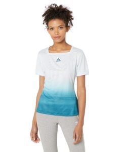 adidas women's parley tee, white/blue spirit, medium