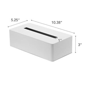 Yamazaki Home Rectangular Reusable Tissue Box Holder Cover Metal Container Case for Kitchen Bathroom or Bedroom Steel One Size White