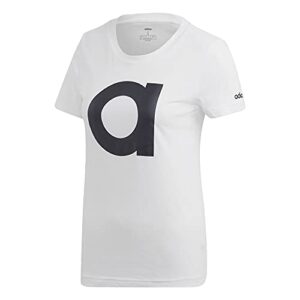 adidas women's essentials brand tee, white/black, medium