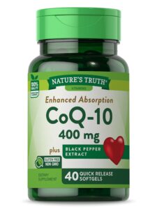 nature's truth co-q10 400mg | 40 softgels | maximum strength supplement | enhanced absorption | non-gmo, gluten free