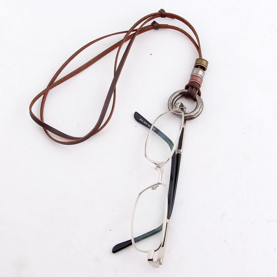 BNQL Eyeglass Holder Necklace O Ring Adjustable Leather Strap Necklace (A)