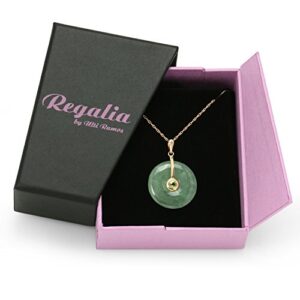 Regalia by Ulti Ramos 14K Yellow Gold 21mm Round Jade Pendant Necklace with Gemstone 17" (Green)