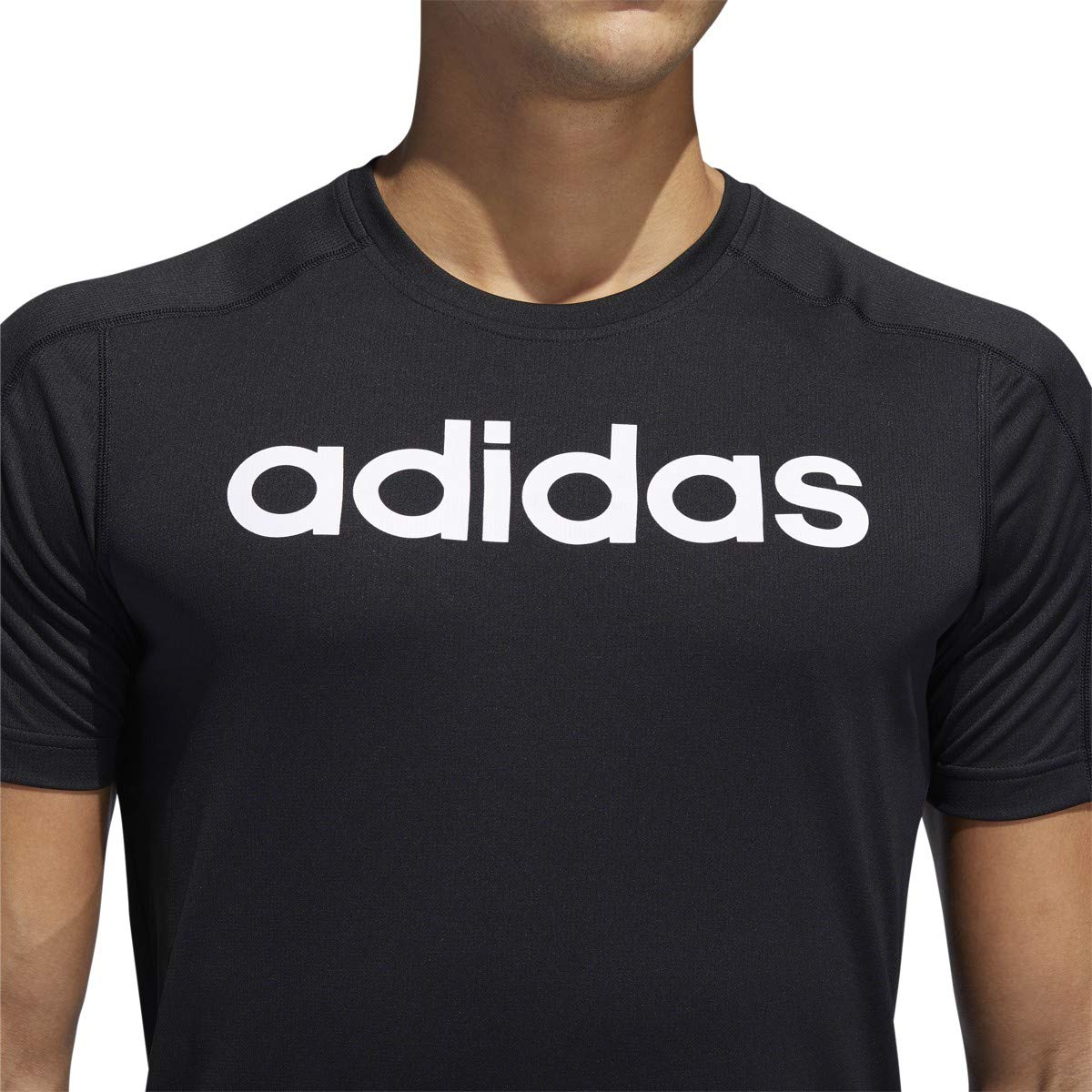 adidas Men's Designed 2 Move Linear Logo Tee, Black/White, Medium