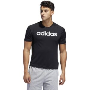 adidas Men's Designed 2 Move Linear Logo Tee, Black/White, Medium