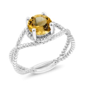 gem stone king 925 sterling silver yellow citrine rope designed ring for women (1.30 cttw, gemstone birthstone, available in size 5, 6, 7, 8, 9)