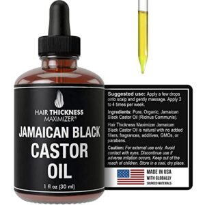 Jamaican Black Castor Oil For Hair Growth. Vegan Scalp Treatment For Women, Men with Dry, Frizzy, Weak Hair, Hair Loss 1oz