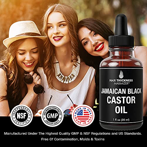 Jamaican Black Castor Oil For Hair Growth. Vegan Scalp Treatment For Women, Men with Dry, Frizzy, Weak Hair, Hair Loss 1oz