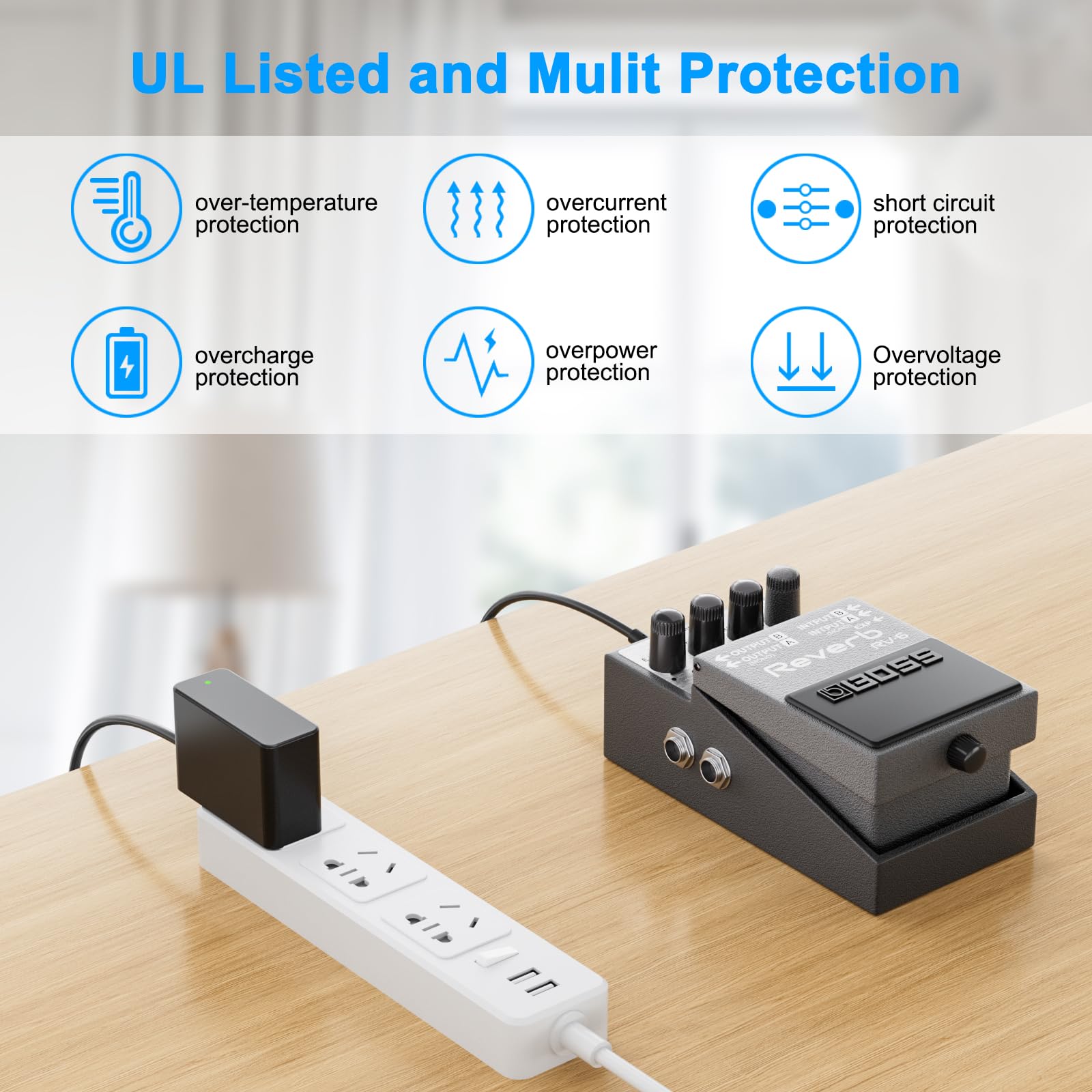 9V AC Power Supply Adapter for BOSS Guitar Pedal Compatible with Boss OC-5 RC-1 CH-1 SY-1 DD-8 RV-6 CS-3 MT-2 SD-1 MT-2W BD-2W PSA-120S ME-80 GT-100 DB-90, Casio Keyboard, Center Negative (10FT)