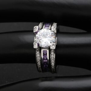 Ginger Lyne Collection Skylar Engagement Ring Wedding Purple CZ Band Bridal Set Size 7