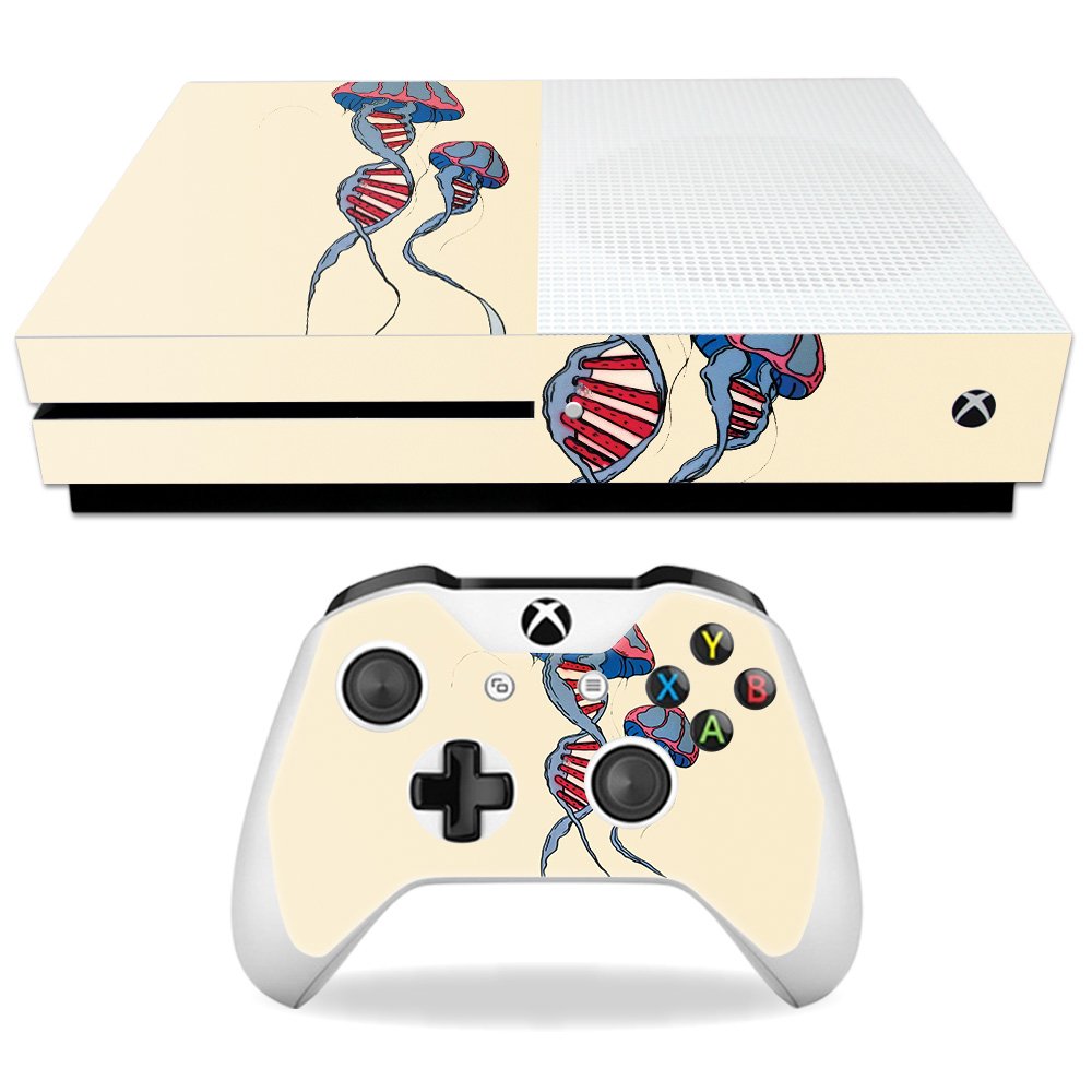 MightySkins Skin Compatible with Microsoft Xbox One S - DNA Jellyfish | Protective, Durable, and Unique Vinyl Decal wrap Cover | Easy to Apply, Remove, and Change Styles | Made in The USA