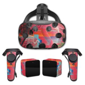 mightyskins skin compatible with htc vive full coverage - flamboyant flamingos | protective, durable, and unique vinyl decal wrap cover | easy to apply, remove, and change styles | made in the usa