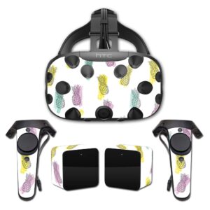 mightyskins skin compatible with htc vive full coverage - funky pineapples | protective, durable, and unique vinyl decal wrap cover | easy to apply, remove, and change styles | made in the usa