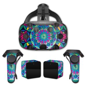 mightyskins skin compatible with htc vive full coverage - geo garden | protective, durable, and unique vinyl decal wrap cover | easy to apply, remove, and change styles | made in the usa