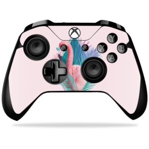 mightyskins skin compatible with microsoft xbox one x controller - flamingo vice | protective, durable, and unique vinyl decal wrap cover | easy to apply, remove, and change styles | made in the usa