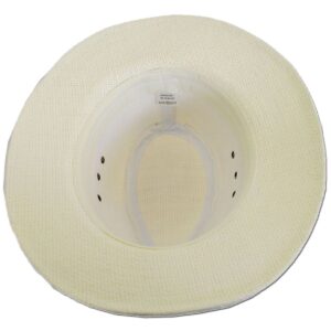 Panama Jack Woven Safari Hat - Matte Toyo Straw, 2 1/2" Brim, Tropical Print Hat Band (Blue, Large)