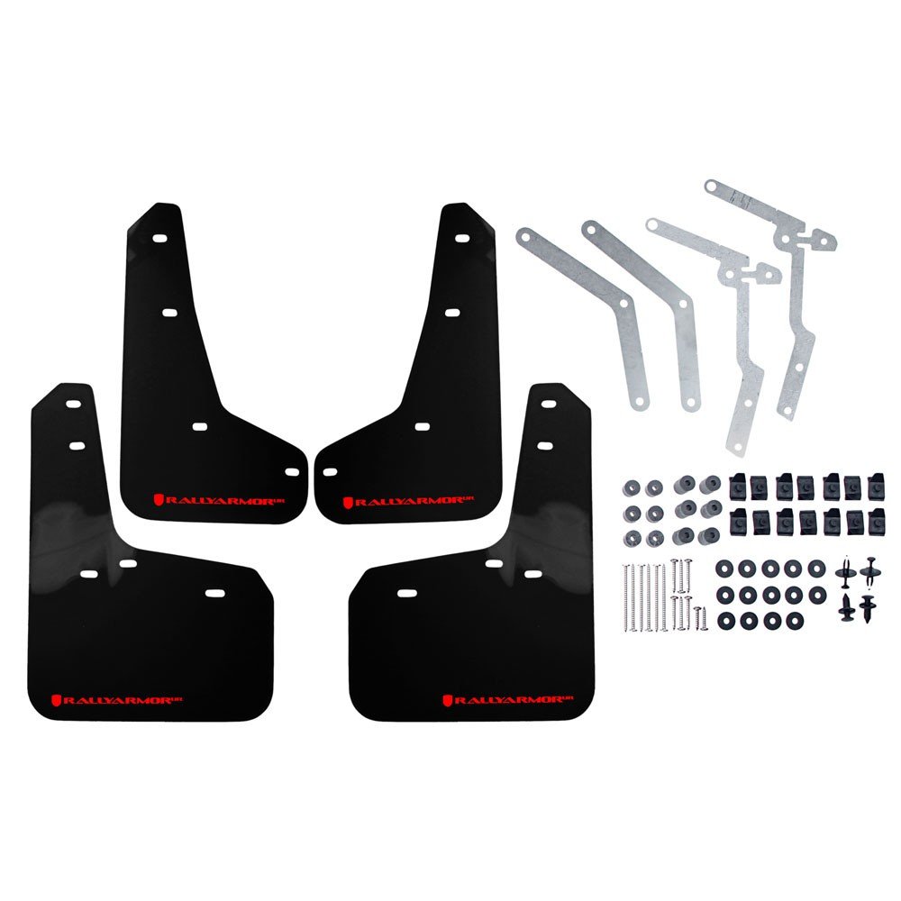 Rally Armor Mud Flap Black With Red Logo Set 2013-2018 Focus ST and 2016-2018 Focus RS