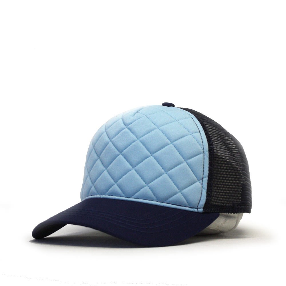 Plain Tone on Tone Cotton Mesh Adjustable Low Profile Baseball Cap Quilt Camo Heather Distressed (Quilt Navy/Lightblue/Navy)