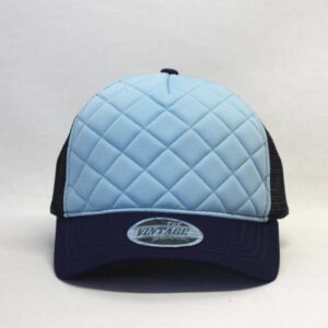 Plain Tone on Tone Cotton Mesh Adjustable Low Profile Baseball Cap Quilt Camo Heather Distressed (Quilt Navy/Lightblue/Navy)