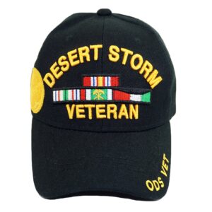 U.S. Military Official Licensed Embroidery Hat Army Navy Veteran Baseball Cap (Desert Storm Veteran Style 01-Black)