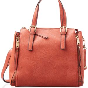 Bueno of California womens Veg Tan satchel style handbags, Burnt Orange, One Size US