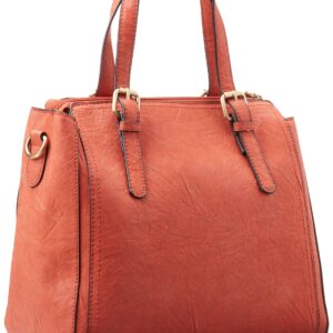 Bueno of California womens Veg Tan satchel style handbags, Burnt Orange, One Size US