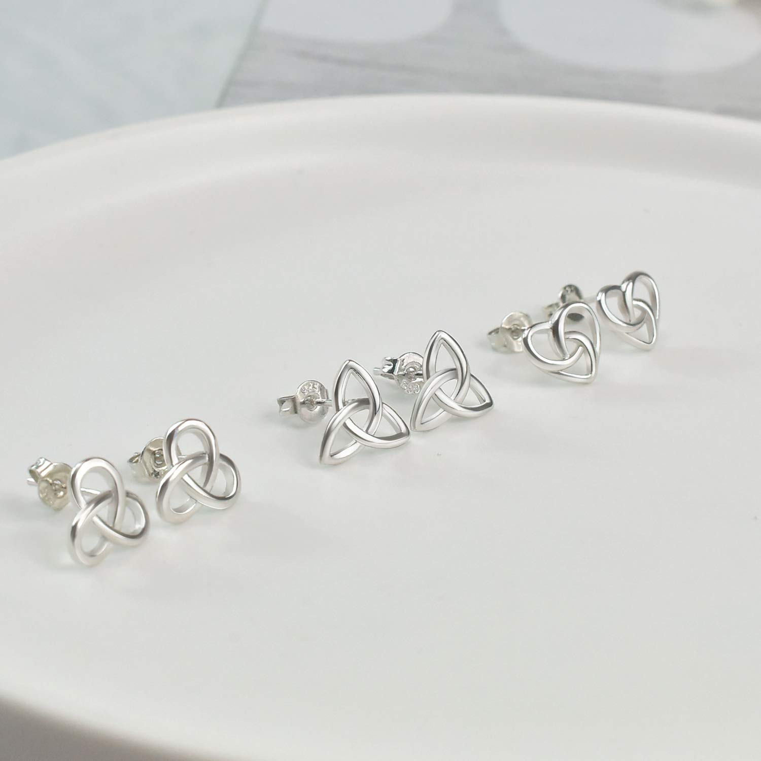 Sterling Silver Earrings for Women | Heart Celtic Love Knot Cross Triangle Vintage Stud hypoallergenic Earrings for Women Girls Jewelry Birthday Gifts