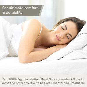 Decfair 100% Egyptian Cotton King Sheet Set 1000 Thread Count Ivory Luxury Hotel Soft and Smooth King Size Bed Sheets Set 16" Deep Pocket Extra Long Staple Cotton Sateen Weave Bedding - 4 Piece