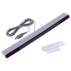 aokin sensor bar for wii, replacement wired infrared ray sensor bar for nintendo wii and wii u console, includes clear stand