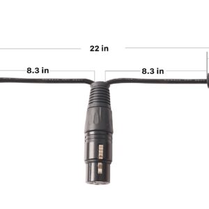 Devinal XLR splitter Female to 2 Male cable, XLR Female to Dual XLR Male Balanced Patch Y Cable, 3 PIN XLR Jack to 2 XLR Plugs Adaptor Cord - 1 Feet 2 Pack