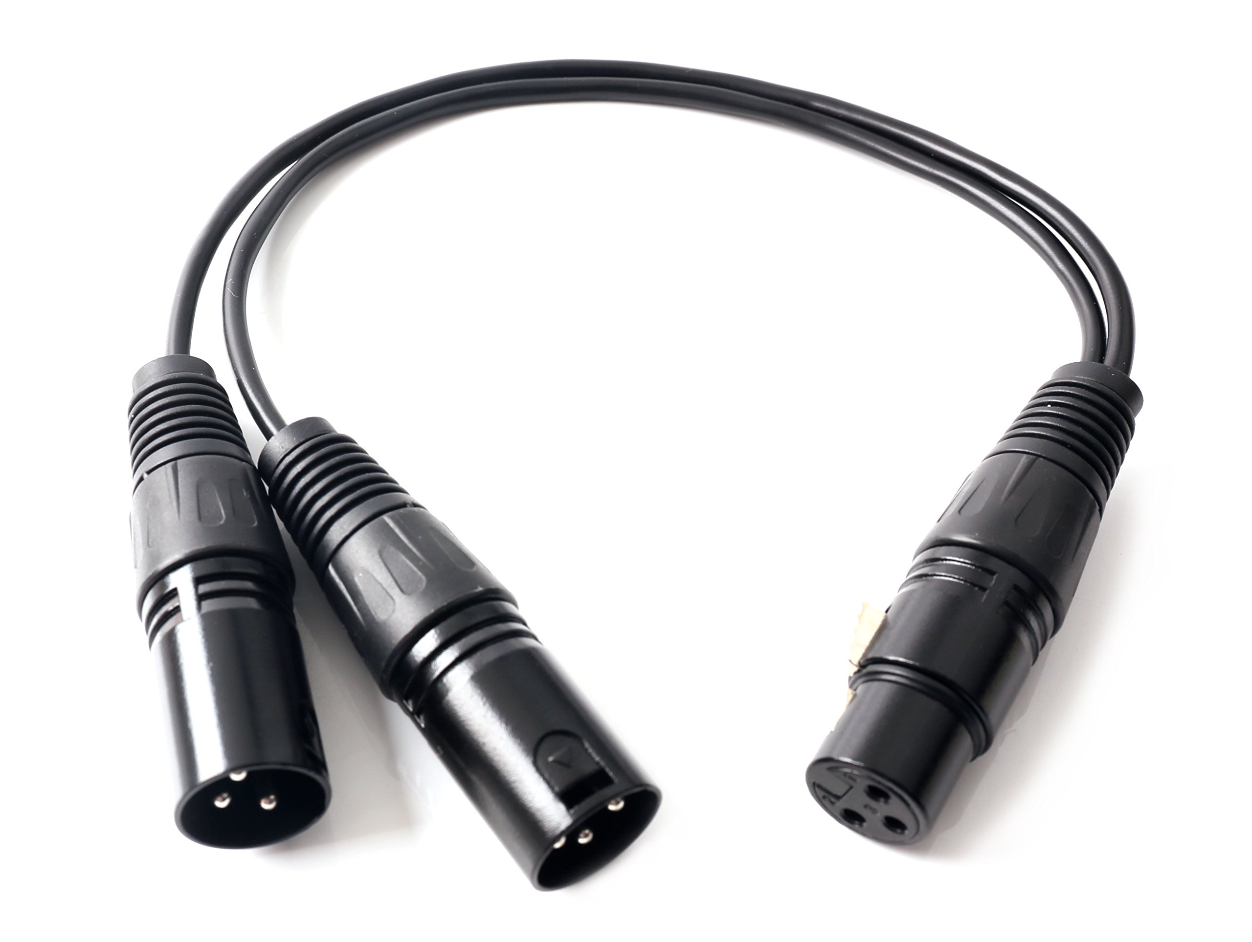 Devinal XLR splitter Female to 2 Male cable, XLR Female to Dual XLR Male Balanced Patch Y Cable, 3 PIN XLR Jack to 2 XLR Plugs Adaptor Cord - 1 Feet 2 Pack