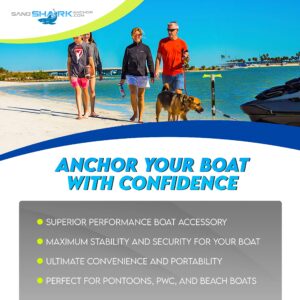 SandShark Supersport 2.0 Boat Anchor - Shallow Water Anchor Pole - Great Jet Ski Anchor, PWC Anchor, Pontoon Boat Accessories for Beach and Sandbar - Adjusts 29"-48" w/Case