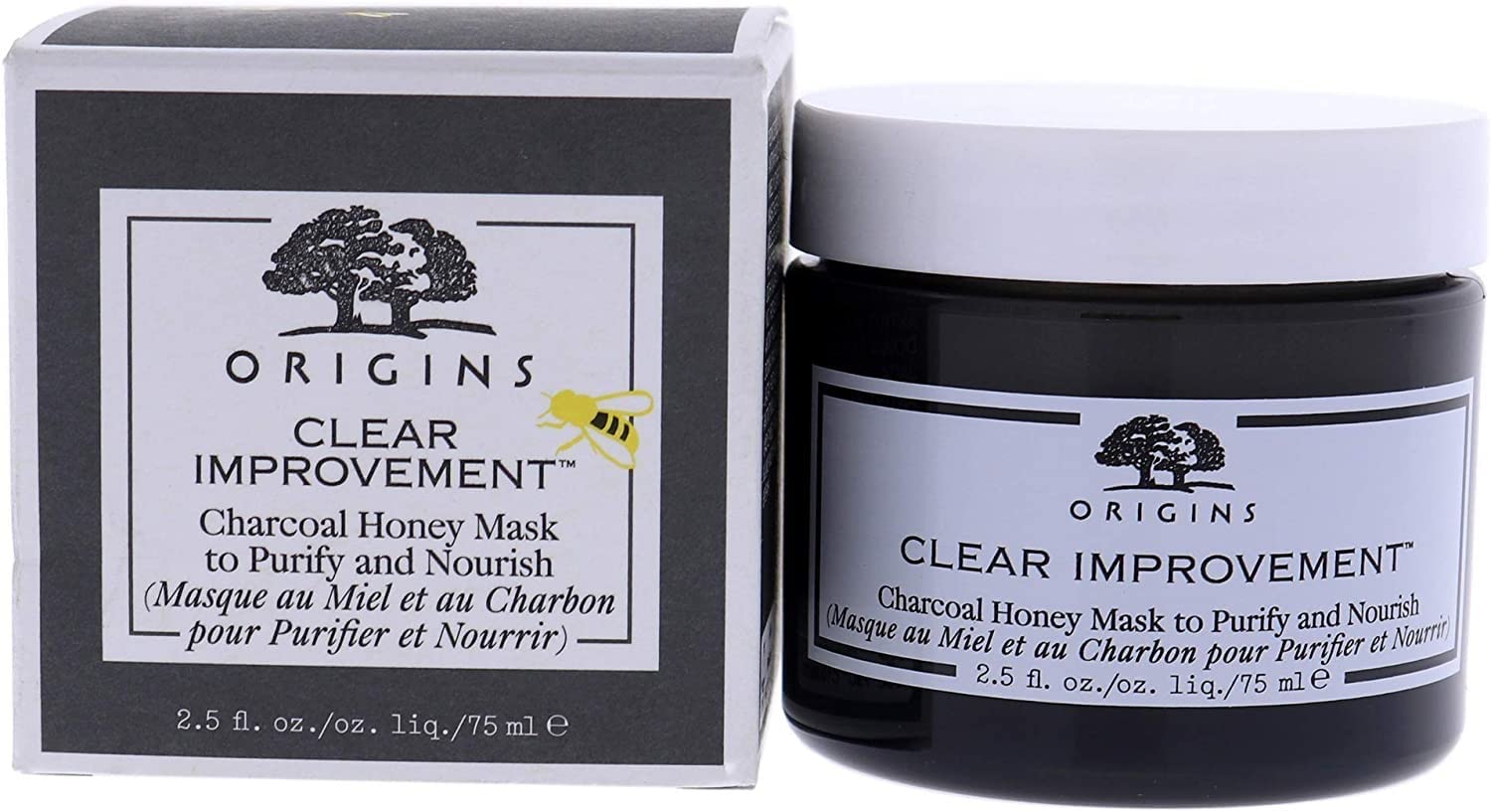 Origins Clear Improvement Charcoal Honey Mask To Purify & Nourish, 2.5 Fl Oz