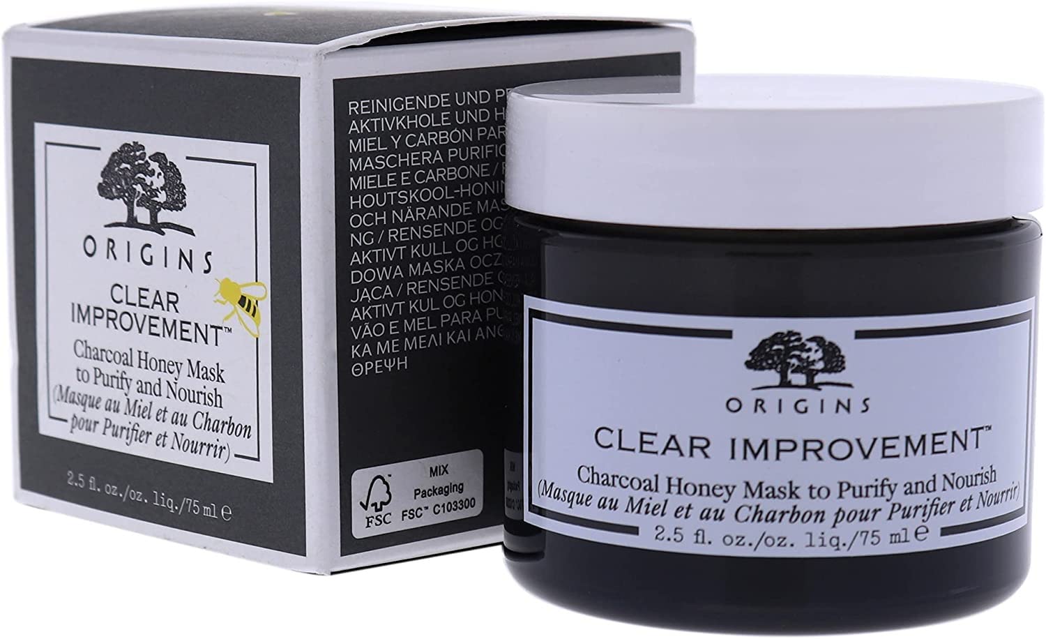 Origins Clear Improvement Charcoal Honey Mask To Purify & Nourish, 2.5 Fl Oz