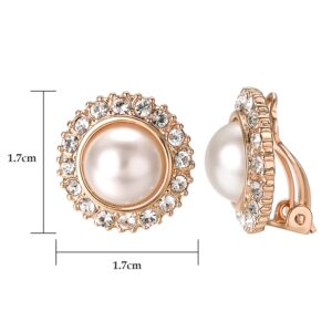 Yoursfs Ivory Pearl Clip On Earrings For Women 18k Gold Plated Flower Wedding Fashion Jewelry CZ Dainty Earring