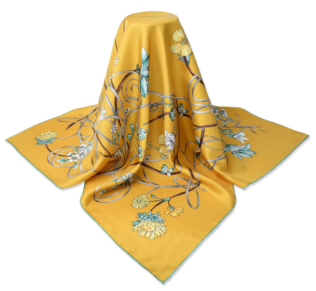 corciova Naples Yellow Western Neck Scarf Men Neckerchief 21x21 Women Silk Hair Scarf Ladies Short Bandana Headband Headscarf