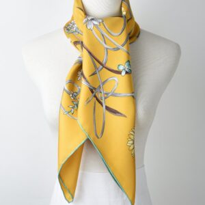 corciova Naples Yellow Western Neck Scarf Men Neckerchief 21x21 Women Silk Hair Scarf Ladies Short Bandana Headband Headscarf