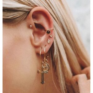 Cross Earrings for Women14K Gold Plated Dangle Vintage Hoop Drop Faith Earrings Jewelry Gifts Gold Cross Earrings for Women