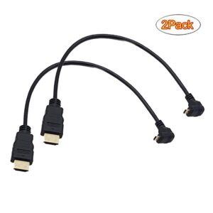 Angled Micro HDMI to Standard HDMI Cable;Seadream 2Pack 1Foot 90 Degree Up Angle Micro HDMI Male to HDMI Male Cable Connector (2Pack Up Angled)