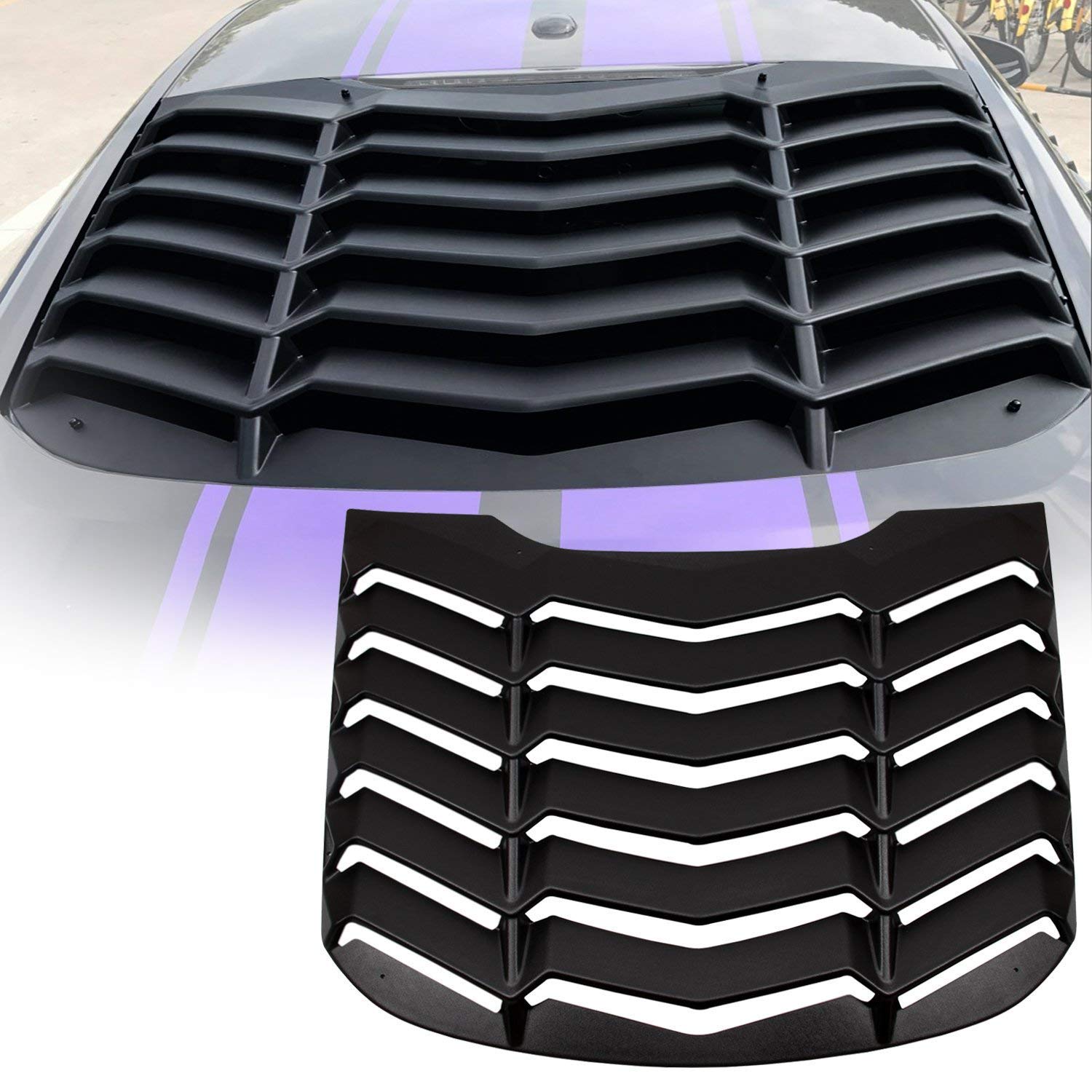 CUMART 2015-2023 Rear Window Louvers Windshield Sun Shade Cover Lambo Style Matte Black Compatible with Ford Mustang 2015 2016 2017 2018 2019 2020 2021 …