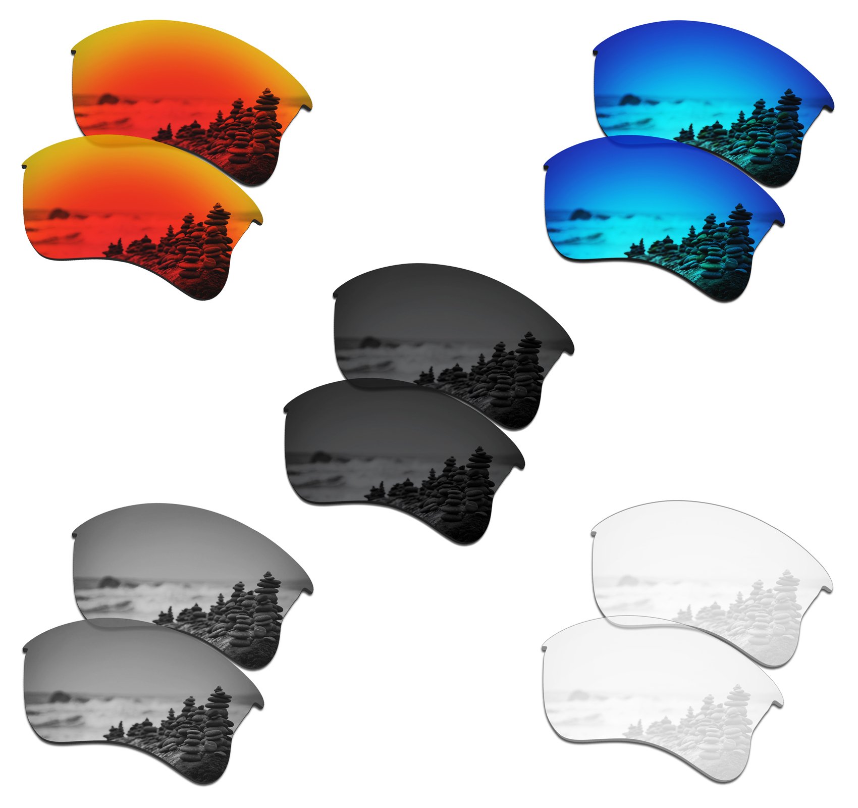 SmartVLT Set of 5 Men's Replacement Lenses for Oakley Flak Jacket XLJ OO9009 Sunglass Combo Pack S01