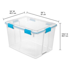 Sterilite Gasket Box, Stackable Storage Bin with Latching Lid, 80 Quart, 12 Pack