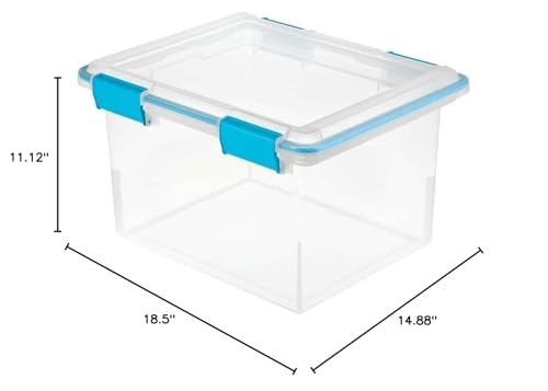 Sterilite Gasket Box, Stackable Storage Bin with Latching Lid, 32 Quart, 12 Pack