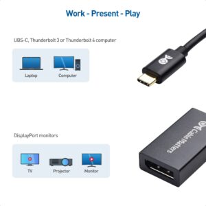 Cable Matters 32.4Gbps USB C to DisplayPort 1.4 Adapter, 4K@240hz, 8K@60hz, and HDR Support -Thunderbolt 4 / USB4 Compatible with Oculus Rift S, iPad Pro, iPhone 15 Pro, MacBook Pro, XPS, Surface