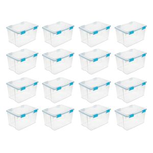 Sterilite Gasket Box, Stackable Storage Bin with Latching Lid, 32 Quart, 8 Pack