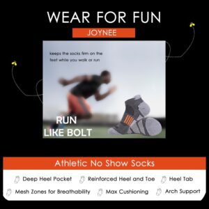 JOYNÉE Men's 6 Pack Athletic No Show Performance Comfort Cushioned Low Cut Running Tab Socks,Grey 1,Sock Size:10-13