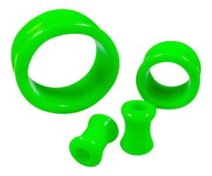 lobal domination pair of solid green acrylic ear tunnels/plugs - earlet body jewelry - 3mm thru 30mm! (1&3/16" (30mm))