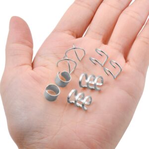 Tornito 4-10 Pairs Stainless Steel Ear Cuff Helix Cartilage Clip On Wrap Earrings Fake Nose Ring Non-Piercing Adjustable (A4: 4 Pairs, Silver Tone)