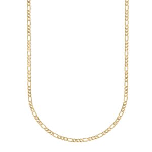 pori jewelers 14k gold 2.0mm figaro/3+1 link chain necklace- made in italy - (yellow, 24 inch)